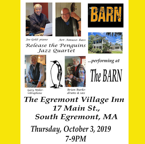 Release the Penguins Jazz Quartet at EVI Barn Oct 3